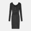 Midi-kjole i ribstrik med lurex-blanding