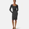 Midi-kjole i ribstrik med lurex-blanding