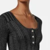 Midi-kjole i ribstrik med lurex-blanding