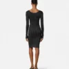 Midi-kjole i ribstrik med lurex-blanding