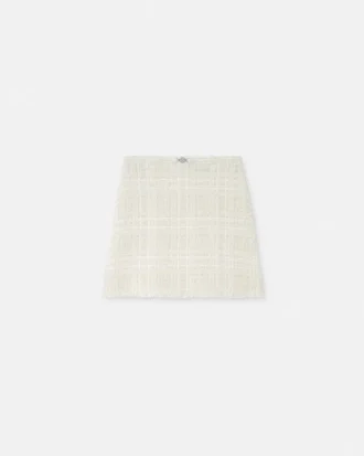 Mini-nederdel i tweed-bomuld