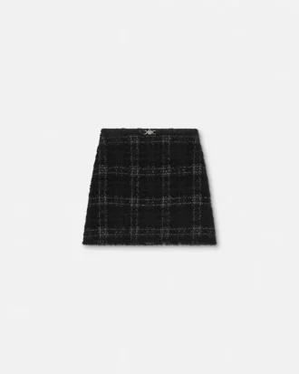Mini-nederdel i tweed-bomuld