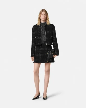 Mini-nederdel i tweed-bomuld