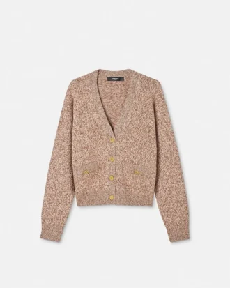 Mouliné-strikket cardigan i kashmirblanding