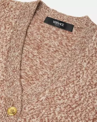 Mouliné-strikket cardigan i kashmirblanding