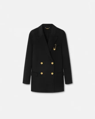 Peacoat i kashmirblanding med dobbelt knaplukning