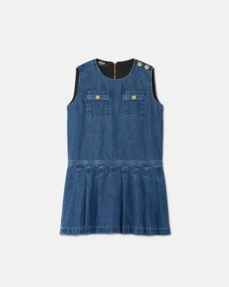 Plisseret denimkjole til børn