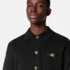 Polo-cardigan i kashmir-bomuldsstrik