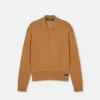 Polo-cardigan i silke-bomuldsstrik
