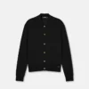 Polo-cardigan i silke-bomuldsstrik