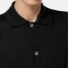 Polo-cardigan i silke-bomuldsstrik