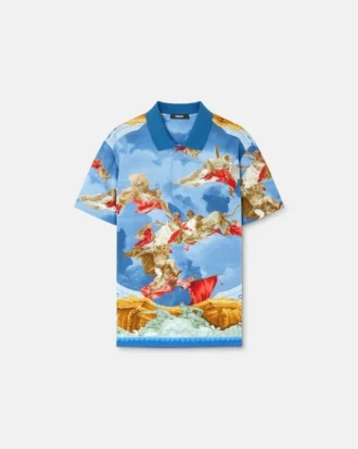 Polo i bomuldspiqué med print