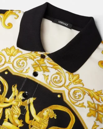 Polo i bomuldspiqué med print