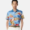 Polo i bomuldspiqué med print