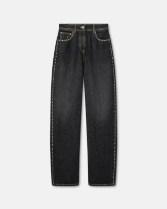 Pyntede jeans med høj talje og regular fit