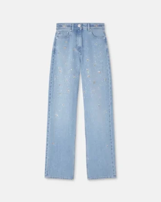 Pyntede jeans med høj talje og regular fit