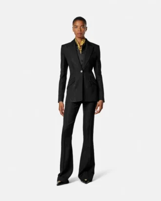 Python-jacquard blazer i uldblanding