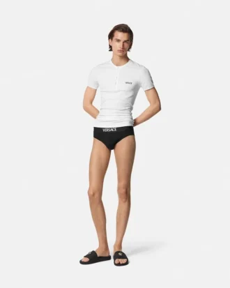 Ribbet T-shirt i bomuld