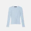 Ribstrikket bluse i viskose-blanding med rund hals