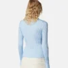 Ribstrikket bluse i viskose-blanding med rund hals