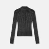 Ribstrikket top i lurex-blanding