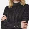 Ribstrikket top i lurex-blanding