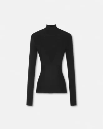 Ribstrikket turtleneck-top i uld