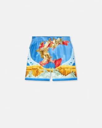 Shorts i silketwill med print