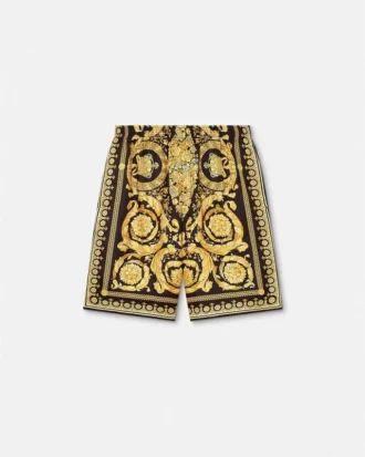 Shorts i silketwill med print
