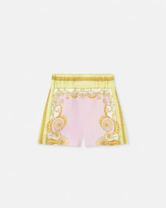 Shorts i silketwill med print