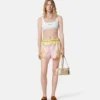 Shorts i silketwill med print
