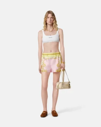 Shorts i silketwill med print
