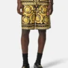 Shorts i silketwill med print