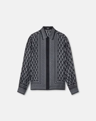 Slim fit skjorte i silketwill med print