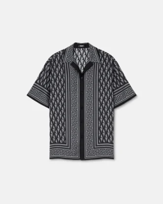 Slim fit skjorte i silketwill med print