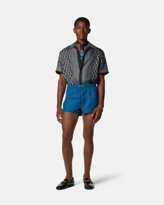Slim fit skjorte i silketwill med print
