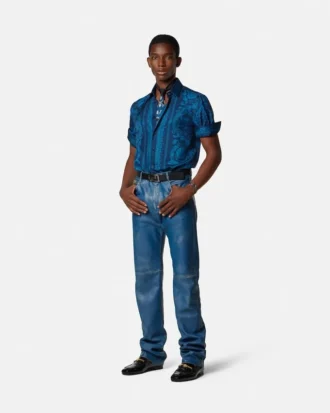 Slim fit skjorte i silketwill med print