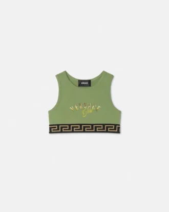 Stretch-bomuldsjersey-top med print til børn