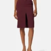 Stretch gabardine pencil midi-nederdel