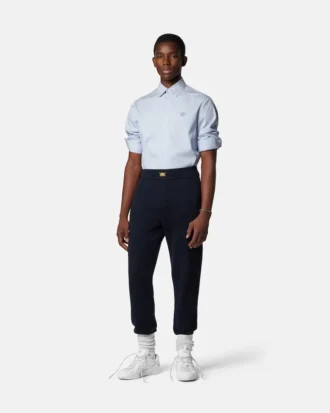 Stribet slim fit skjorte i bomuldspoplin