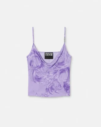 Top i draperet viskose med print