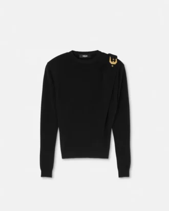 Uldstrikket draperet sweater