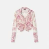 Underwater Barocco Knotted Crop Silk Shirt