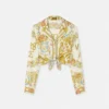 Underwater Barocco Knotted Crop Silk Shirt