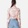 Underwater Barocco Knotted Crop Silk Shirt