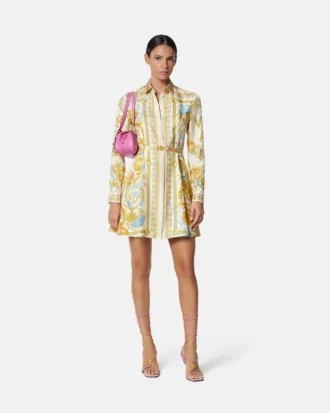 Underwater Barocco Silk mini-skjortekjole