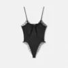 V Allover Jacquard Silk Bodysuit
