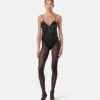 V Allover Jacquard Silk Bodysuit