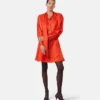 V Allover Jacquard Silk Lavallière Mini Dress