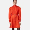 V Allover Jacquard Silk Lavallière Mini Dress